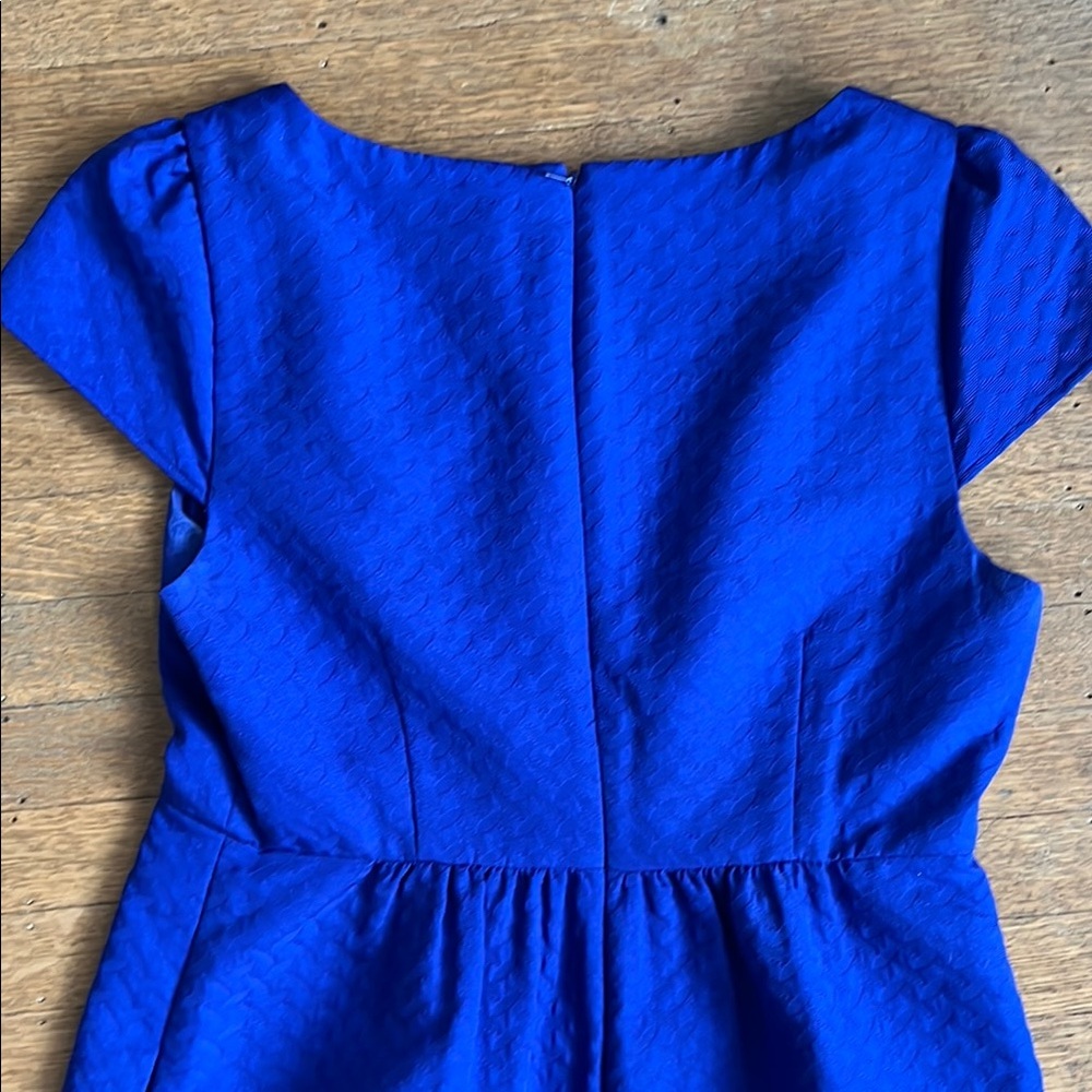 Blue Anthropologie Dress, flattering waistline, textured fabric, pockets! - Picture 6 of 9